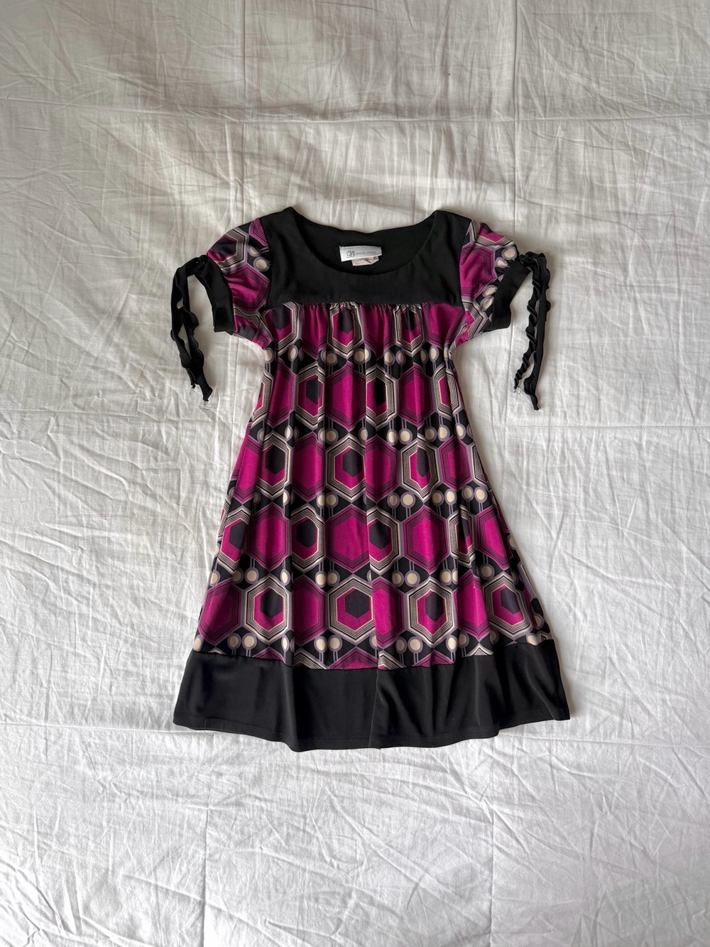 Vintage Bonnie Jean Retro Geometric Print Babydoll Top or Girls Dress Size 5